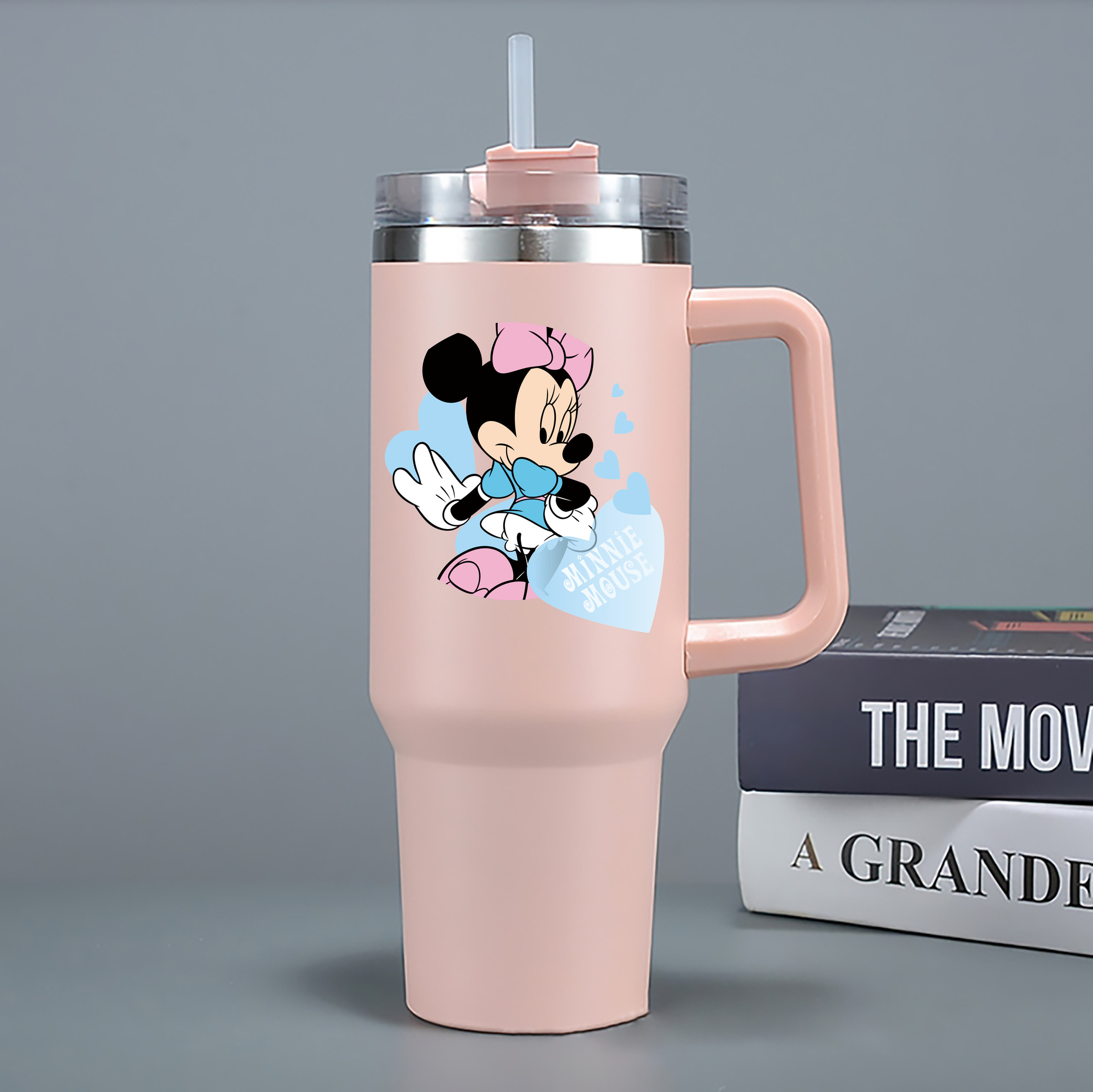 （画像用） ミッキーマウス Mickey Mouse 1200mL車用タンブラー - クリスタルステッカー（プラスチックストロー付き）